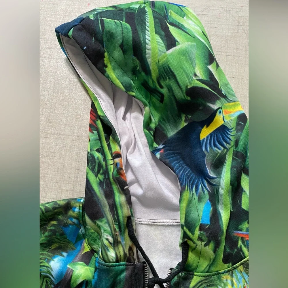 NWOT Adult sloth and lush jungle setting zip up hoodie - Picture 8 of 9